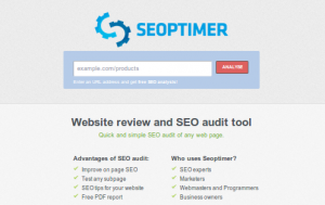 seoptimer tool homepage