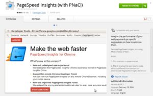 Screenshot of PageSpeed Insights (with PNaCl) plugin for Chrome